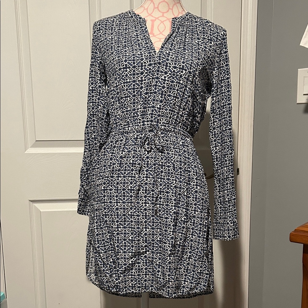 Loft Navy Patterned Dress